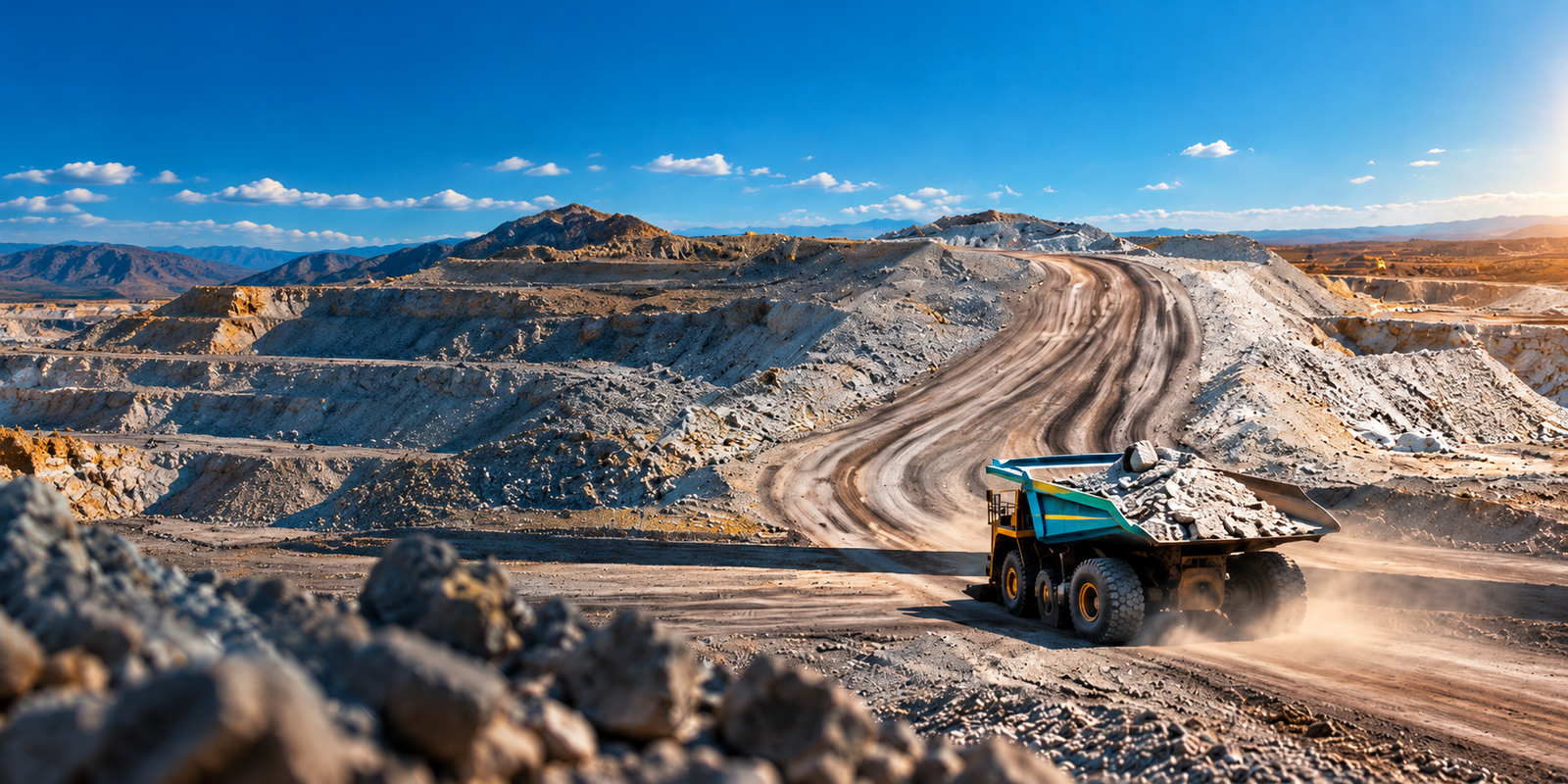 Mining haul truck operating in an open-pit mine